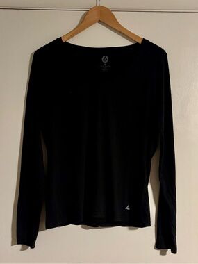 American Giant Women’s Long Sleeve Black Top - Lightweight Crewneck